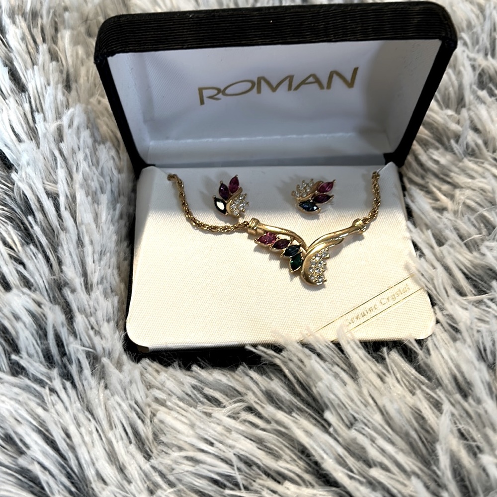 New in box genuine Crystal earrings and necklace set